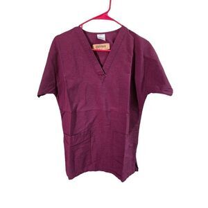 Medline S scrub top purple wine